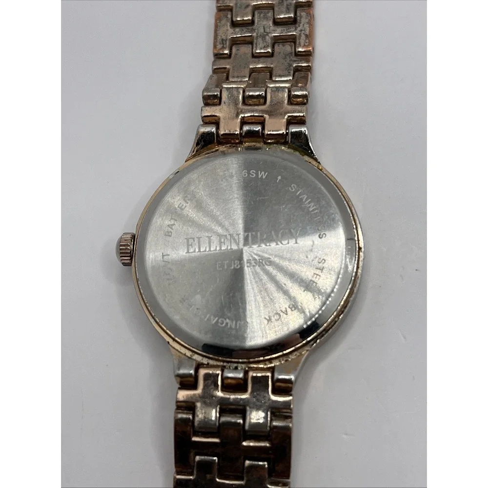Ellen Tracy Women's Quartz Watch Rose Gold Band Crystal Bezel- New Battery‎